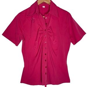 Gersemi Equestrian Horse Riding Button Front Polo Shirt Short Sleeve Medium